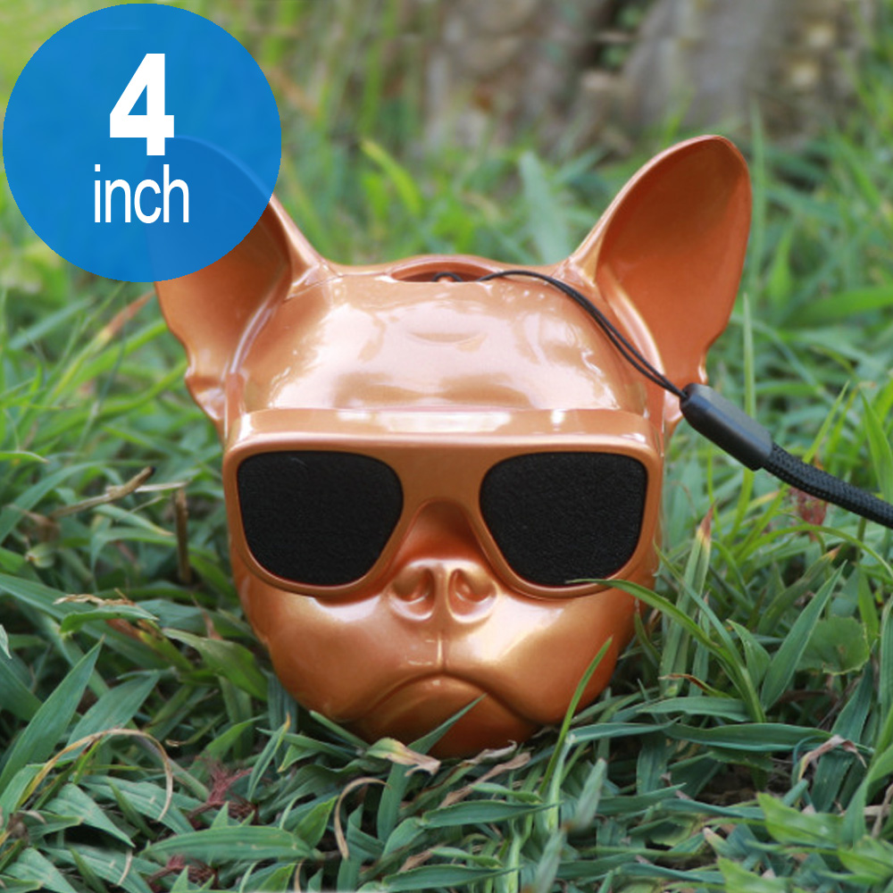 Small Size Cool Design SUNGLASSES Pit Bull Dog Portable Bluetooth Speaker (Gold)